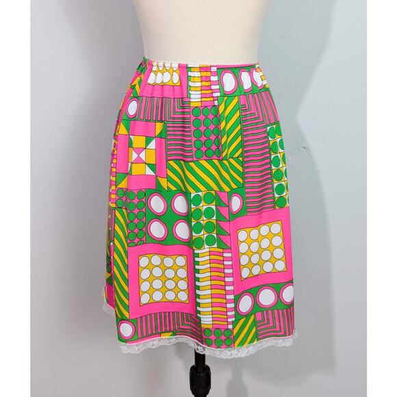 Accentuette Pink/Green/Yellow/White Mod Print Half Slip - Picture 2 of 8